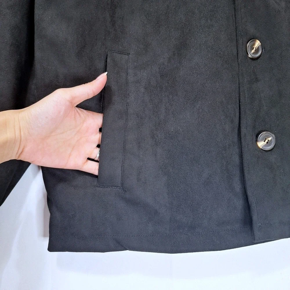 Robert Graham Vegan Suede‎ Field Jacket Men XL Black Quilted RG-132 Shacket NWT